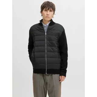 JACK & JONES "JJEPERFECT KNIT HYBRID CARDIGAN SN", Herren, Gr. XXL, schwarz, Strick, Obermaterial: 100% Baumwolle, hüftlang, hoch geschlossener Ausschnitt, Rippstrickbündchen, Strickjacken Strickjacke