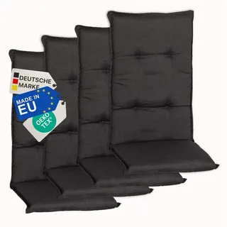 NYVI Hochlehnerauflage Hochlehner Auflagen 4er Set Barcelona - Gartenstuhlauflagen 118x50cm, (4 St), Stuhlauflage, Sitzauflage mit Halteband, UV-fest grau