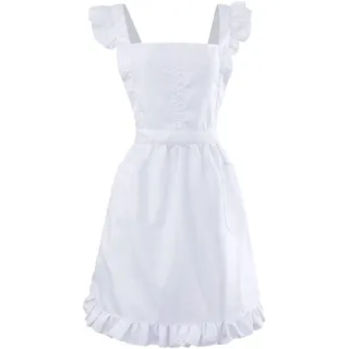 Casiler Damen-/mädchen-dienstmädchen-schürze Rüschen-umriss, Retro-schürze in Weiß, Verstellbares Viktorianisches Lätzchen, Dienstmädchen-Cosplay, Küchen-/backkostüm