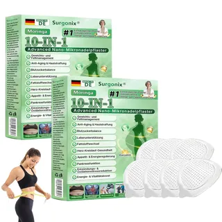 Surgonix Moringa 10-IN-1 Fortschrittlichesich Nano-Mikronadel-Pflaster, Natürliche Abnehmpflaster, Surgonix Moringa Pflaster, Sanfte Beruhigung für alle Körpertypen (2 Stück)