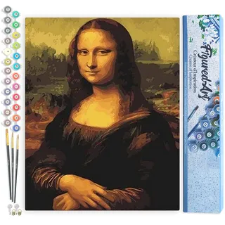 Figured'Art Malen Nach Zahlen Erwachsene Da Vincis Mona Lisa - Paint by Numbers Basteln DIY Bastelset 40x50cm ohne Holzrahmen