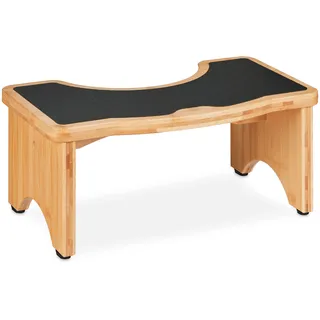 Relaxdays Toilettenhocker, Hellbraun, Holz, Kunststoff, 44.5x18.5x26 cm, Badezimmer