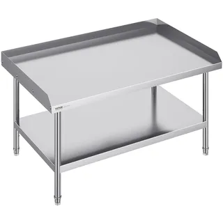 Vevor Arbeitstisch Edelstahl, gewerblicher Arbeitstisch zur Lebensmittelzubereitung, 3-seitiger Spritzschutz, Arbeitstisch mit Einstellbarer Höhe (762 x 1219 x 660 mm)