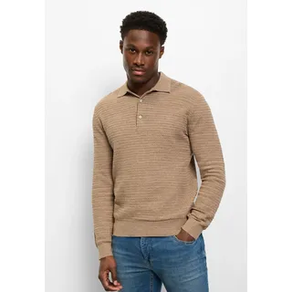 Olymp Langarm-Poloshirt OLYMP "OLYMP Casual Strick", Herren, Gr. XL, nougat, 100% Baumwolle, Shirts