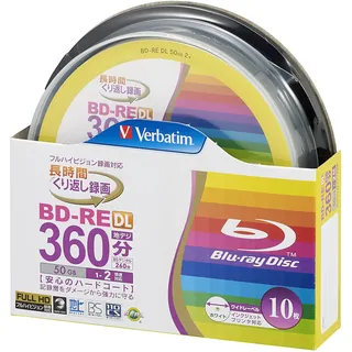 Verbatim Blu-Ray BD-RE DL – Dual Layer Rewritable 50 GB, 2 x Speed, 10 Stück, Spindel, bedruckbar