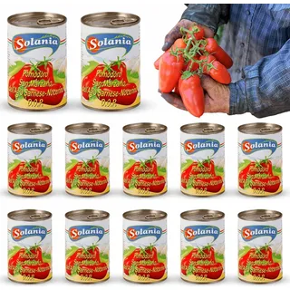 SOLANIA - San Marzano Tomaten DOP 12x 400g Dose | ganze geschälte Tomaten | Dosentomaten | Pizzatomaten