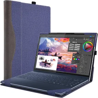 Forubar Laptop-Schutzhülle für Lenovo Yoga Slim 9i Gen 10 14 Zoll (35,6 cm), kompatibel mit Yoga 9 2-in-1 14ILL10 [Do Check Model] Notebook-Hülle, Computertasche, PU-Zubehör, Wärmeableitungsloch (blau