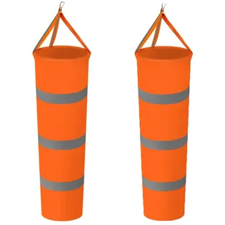 2 Stück Windsack mit Reflektierendem Gürtel, Orange Windsack mit Reflektierenden, Flughafen Windsack mit Reflektierenden, Geeignet für Flughäfen, Industriestandorte, Meteorologie, Landwirtschaft