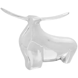 vidaXL Skulptur Stierskulptur Silber 37 x 44 x 17 cm Aluminium (1 St) silberfarben