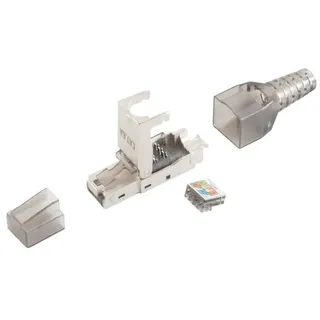 s/conn CAT 6A Stecker, STP geschirmt, zur werkzeugfreien Montage mit Knickschutz