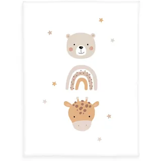 Herding 1440259014 - babybest® Baby-Kuscheldecke Little Friends, Decke, Microfaserflausch, weiß,