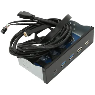 RASTKY Dual USB3.0 -Ports und Medien Dashboard - 5,25 Zoll Media Dashboard 2XUSB3.0 2XUSB2.0 1XTYPE C 10 GBPS Hochgeschwindigkeits Medien Front Panel für PC Desktop Chassis mit Kartenleser