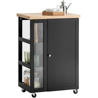 SoBuy Küchenwagen mit 2 Türen Schwarz 60x40x90cm Modern