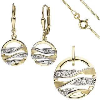 Schmuck Krone Schmuckset Schmuck-Set aus 333 Gelbgold mit Zirkonia, 42cm, Gold 333 goldfarben