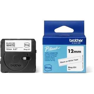 Brother Btag-231 12mm x 4m schwarz auf weiß nicht laminiert