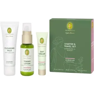 PRIMAVERA Gesichtspflege Glowing-AgeGlowing AgeStarter & Travel Set Cleansing Milk Soft & Delicate 25 ml + Toning Lotion Perfectly Illuminating 28 ml + Day Cream Ultimate New Aging 8 ml 1 Stk. (15,90 € / 1 Stk.)