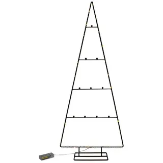 Spetebo Künstlicher Weihnachtsbaum LED Metall Tannenbaum schwarz, Metall Baum, Batterie betrieben 80 cm