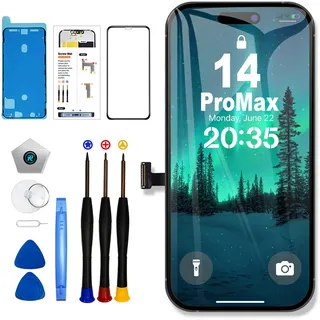 EFaith für iPhone 14 Pro Max Display 6,7" Full-HD-LCD-Display, 3D-Touchscreen-Digitalisierer, Rahmen mit Reparaturwerkzeug-Set, gehärtetem Glas für Modell A2894 A2651 A2893 A2895 A2896
