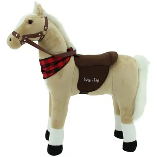 Sweety-Toys Stehpferd Sweety Toys 7707 Stehpferd 80cm stabiles Reitpferd mit Stahlunterbau beige