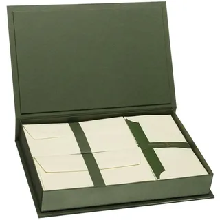 Rössler Briefpapier mit Umschlag | Briefpapier Set | 40x Briefpapier edel in DIN A4 | 50 Umschläge DIN lang | 10 Karten DIN lang | 354 x 238 x 58 mm | 1 Stück | Farbe: Grün | Papier in Creme