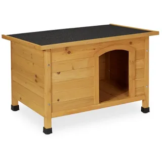 Relaxdays Hundehütte aus Holz Hellbraun,Schwarz