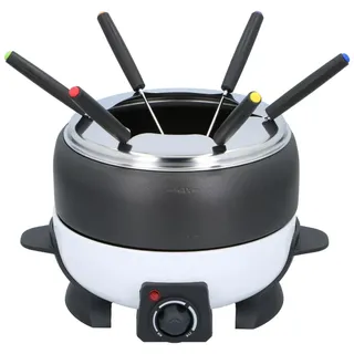 Alpina Cuisinier Deluxe Elektrisches Fondue Set 800W – Elektrische Pfanne 2L für 6 Personen - Geeignet für Käsefondue Schokofondue – Inkl. Fonduegabeln – Einstellbare Temperatur – Edelstahl
