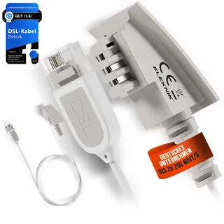Eleknik DSL Kabel | 15m, Weiß – High-Speed VDSL 250 MBit/s, TAE-F zu RJ45, Robustes Internetkabel, Mit Galvanischer Signatur, Für Router an Telefondose, Speedport & Fritzbox