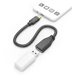 Hama USB-Adapterkabel USB-C-Stecker USB-A-Buchse OTG 15 cm Schwarz