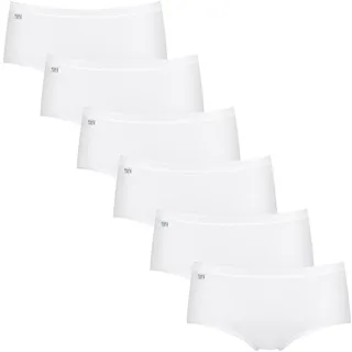 Sloggi Basic+ Midi Slip aus Baumwolle, Damen Unterhosen, Bequeme Damen Unterwäsche für den Alltag, Baumwoll Slip Damen im 6er Pack (44 Weiß) - 44