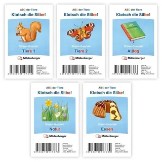 Mildenberger Verlag Gmbh ABC der Tiere 1 Neubearbeitung - Klatsch die Silbe! Kartenspiel-5er-Set