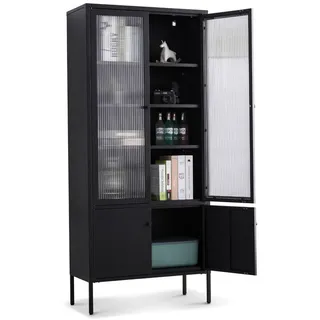 Coemo Vitrine Tokio Schwarz Metall Glastüren