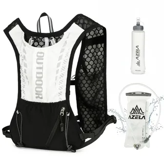 Ecofocet Laufweste Damen,Laufweste Herren,Reflektierender Trinkrucksack,Trinkweste Laufen,mit 500ml Soft Trinkflasche,1.5L Trinkblase,Verstellbare Brustgurte,für Outdoor Läufe,Radfahren,Marathon
