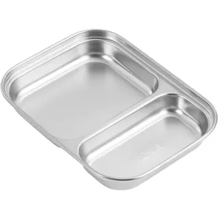 Hoement Edelstahl Lebensmittel-servierteller Mit Zwei Fächern Hitzebeständig Und Langlebig Glatte Kanten Für Sicheren Gebrauch Leicht Zu Reinigen Für Haushalt Und Kindergerichte Mittlere s