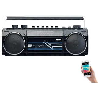 Auviso auvisio Kassettenrekorder: Retro-Boombox mit Kassetten-Player, Radio, USB, SD & Bluetooth, 8 Watt (Ghettoblaster, Retro Kassettenrecorder, Kassettendeck)