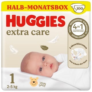 Huggies Babywindeln für Neugeborene Newborn Größe 1, 100 Windeln (2x50), Halb-Monatsbox