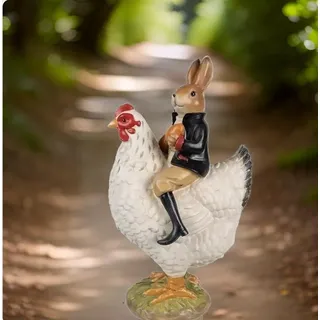 Nostalgisches Deko Huhn Mit Hase Reiter Dekoartikel Ostern Clayre & Eef 35CM