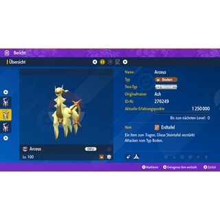 Shiny Arceus Boden 6IV | LVL 100 | Pokemon Karmesin / Purpur / Scarlet