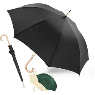 LANGENBERG Stockschirm Sturmfest aus hochwertigem Bambus - Großer Regenschirm mit Ø105 cm Spannweite und automatischer Öffnung - Stockschirm Herren und Damen - Stockregenschirm (Schwarz) - Groß