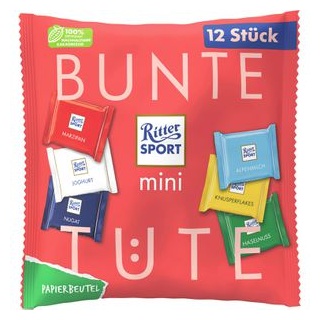 Ritter-Sport Minischokolade Mini Bunte Tüte, 6 Sorten, 12 Stück, 200g