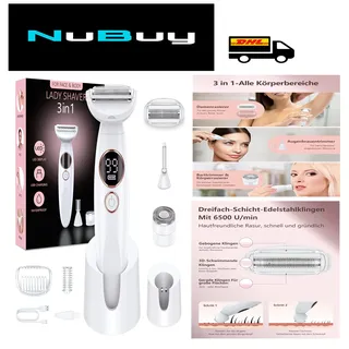 Houpoo Damenrasierer 3in1 Wasserdicht Trimmer Damen,für Bikinizone Achseln Beine,USB-Aufladung