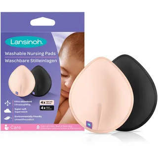 Lansinoh Waschbare Stilleinlagen hellrosa & schwarz, 8 Stück