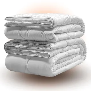 John Cotton Perfect Match 4-Jahreszeiten Bettdecke 240x220 cm | Elegant Allergiker Steppdecke - Weiß