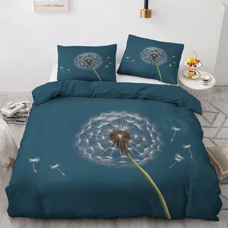 GEDAEUBA Bettwäsche 135x200 Pusteblume - Blumen Bettbezug 135 x 200 2er Set, Wendebettwäsche und Kissenbezug 80x80, Weiche & Angenehme & Atmungsaktive Mikrofaser Bettwäsche-Sets mit Reißverschluss