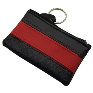 myledershop Praktische Schlüsseltasche/Schlüsseletui/Schlüsselmäppchen mit 1 Reißverschlussfach (Schwarz/Rot)