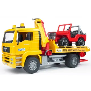 Bruder 02750 - MAN TGA Abschlepp LKW mit Geländewagen 1:16