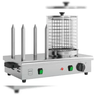METRO Professional Hot-Dog-Maker mit Brot-Heizstäben GHM2001, Edelstahl / Glas, 54 x 30 x 39 cm, 550 W, lebensmittelecht, mit Tragegriff, silber