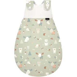 Alvi Baby Mäxchen Außensack baby forest, Schlafsack mitwachsend, Baumwoll Schlafsack mit Strampelfreiheit, Babyschlafsack, Ganzjahresschlafsack