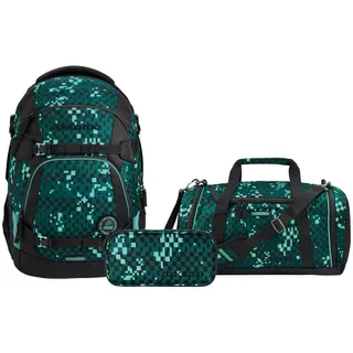 Southbag coocazoo MATE Schulrucksack-Set 3tlg inkl. Sporttasche und Schlamperbox (Pixel Blox) - Einheitsgröße