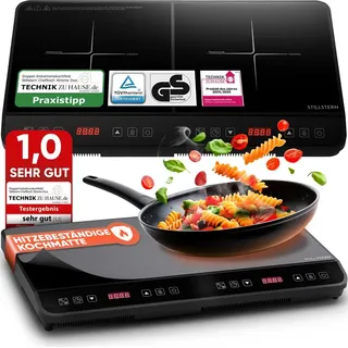 STILLSTERN Doppel-Induktionskochfeld Kochplatte 3600W, 18 Stufen, 24h Timer,