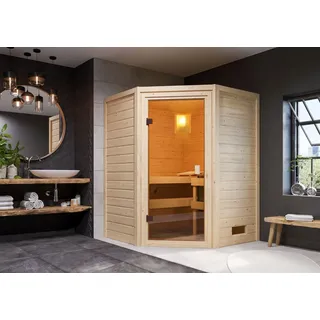 Sauna "Rysum" SET naturbelassen mit Ofen 3,6 kW integr. Strg.